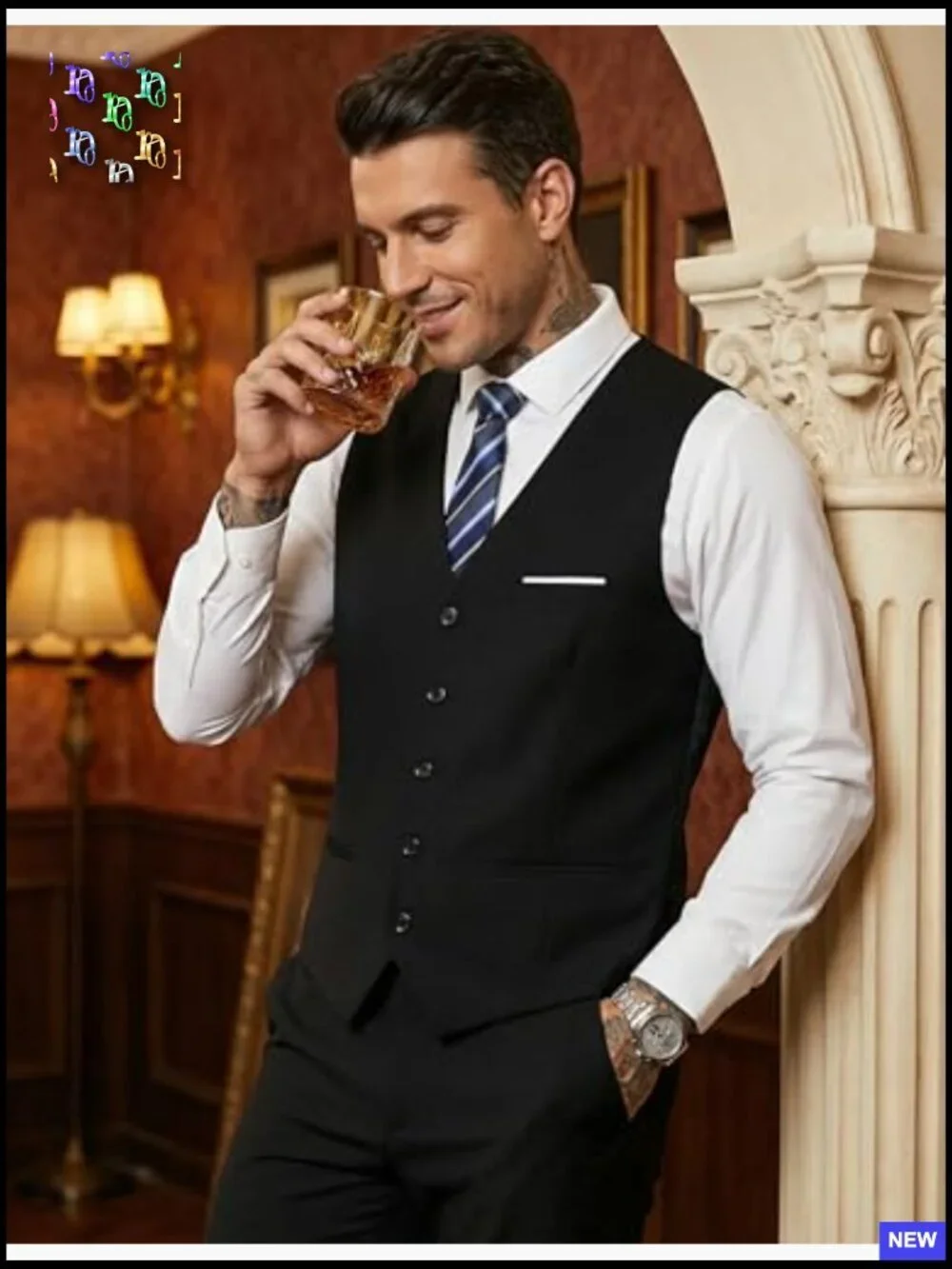 Slim Fit Suit Vest Formal Business Waistcoat Classic Elegant Menswear